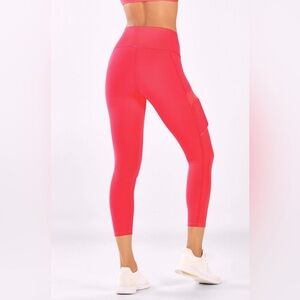 Fabletics On-The-Go Powerhold High-Waist Leggings Pop Coral 7/8 capri size xs